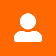 User icon on orange background.