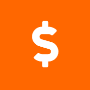 White dollar sign on orange background.
